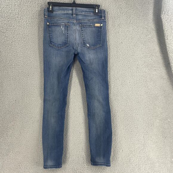 7 For All Mankind Jeans Womens 27 Blue Skinny Distressed Ankle Stretch Denim - Picture 8 of 15